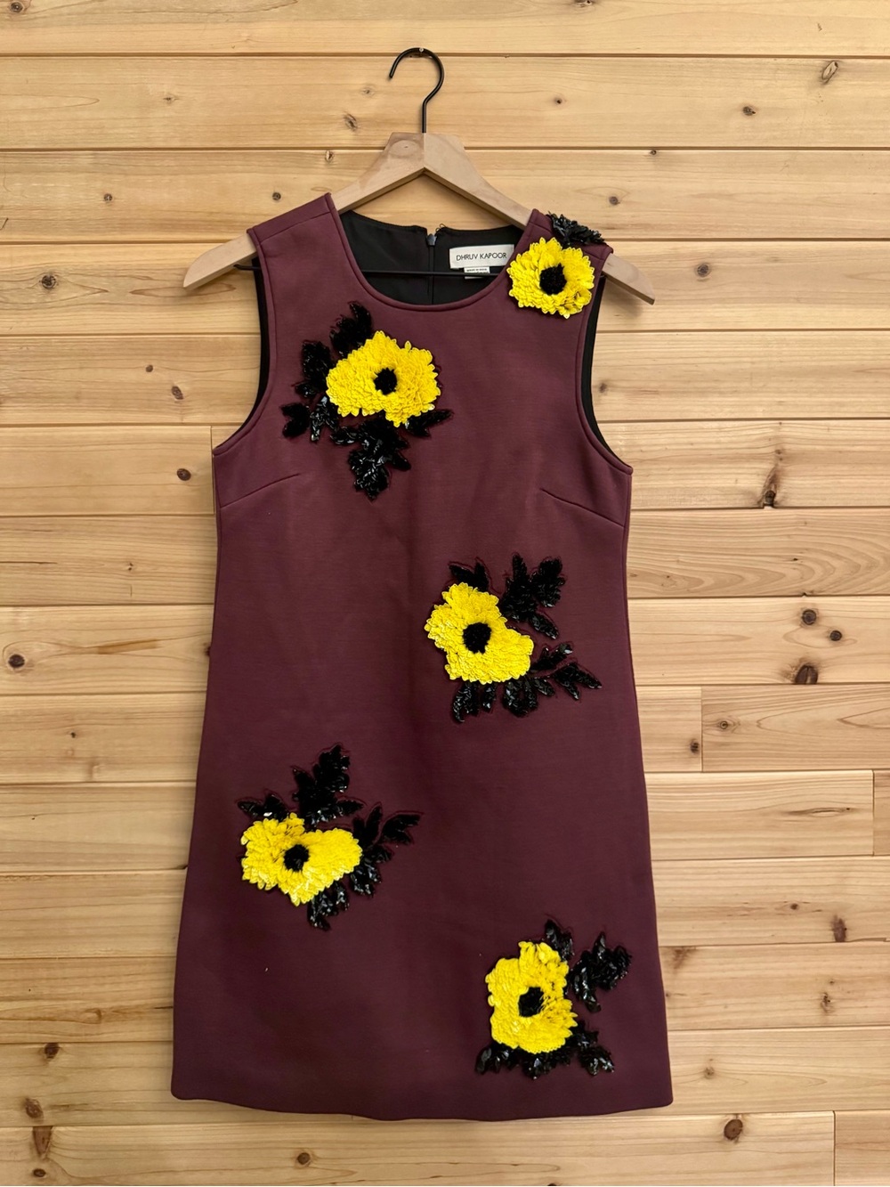 Dhruv Kapoor Anthropologie Small Burgundy Sequin Flower Mini Dress Fall Party